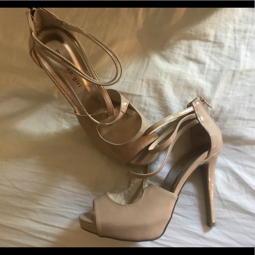 Beige Strappy Stilletto Heels